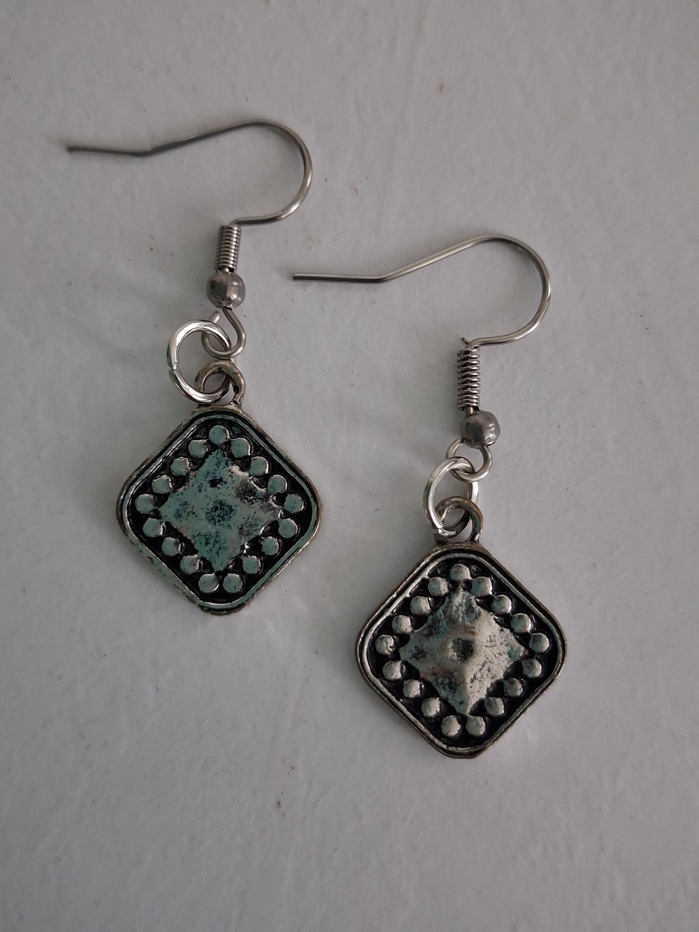 Silver-Tone Turquoise Accent Diamond Drop Earrings - Women Jewelry